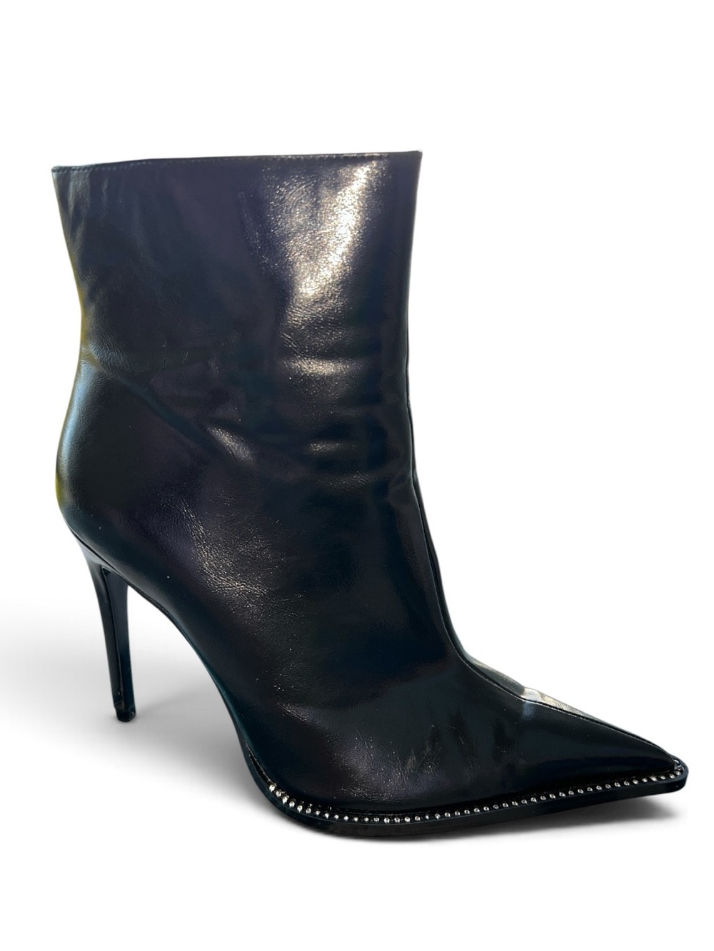 Zara Black Rhinestone Pointed Toe Stiletto Ankle Boots EU 39 New